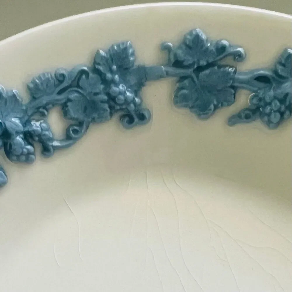 WEDGWOOD Queensware Lavender Blue Cream Embossed Grapevine Fruit Bowls, Set of 2